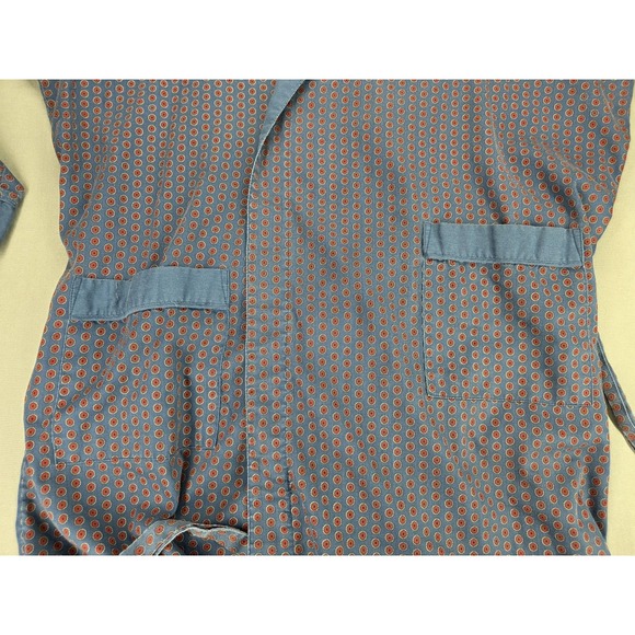 Stafford Mens Robe L/XL Blue Medallion Print Cotton Blend Smokers Jacket‎ Hefner - Picture 6 of 7